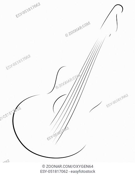 Symbol of guitar in sketch style on white