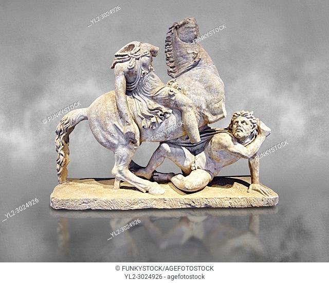 Roman Statue of an Amazon on horseback and a Barbarian, Circa mid 2nd cent AD excavated from the Imperial villa near Faro, Italy
