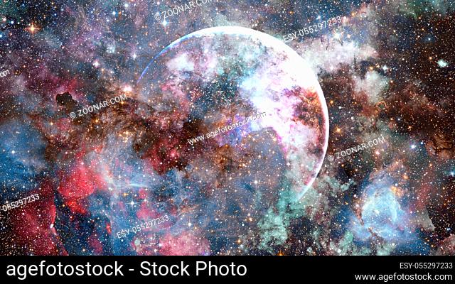 Earth and galaxies in space. Elements of this image furnished by NASA