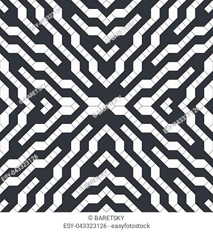 Seamless pattern. Modern stylish texture in Memphis style. Regularly repeating geometrical tiles with different geometric particles. Chaotic. Random