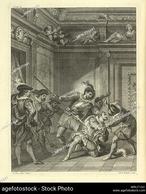 Song 3. Assassination of the Duke of Guise. Voltaire, 1694-1778 (Author) Troy, Jean-François de, 1679-1752 (Artist) Dupuis, Charles, 1685-1742 (Engraver)