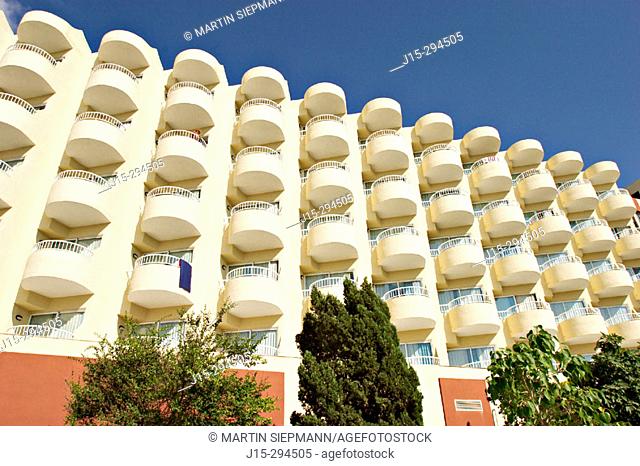Hotel in Cala de Bou near Sant Antoni de Portmany. Ibiza, Balearic Islands. Spain