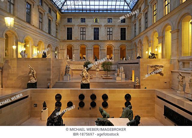 Interior, courtyard, Musée du Louvre museum, Palais du Louvre or Louvre Palace museum, Paris, France, Europe