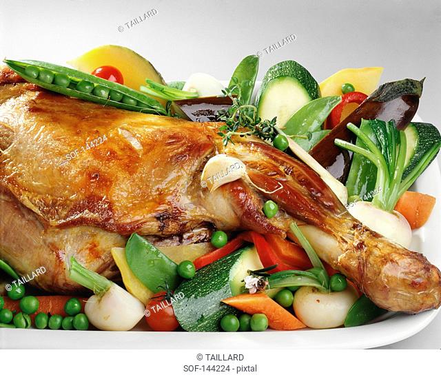 Leg of lamb with spring vegetables