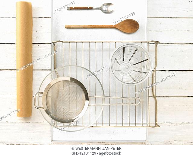 Kitchen utensils for baking Irish soda bread