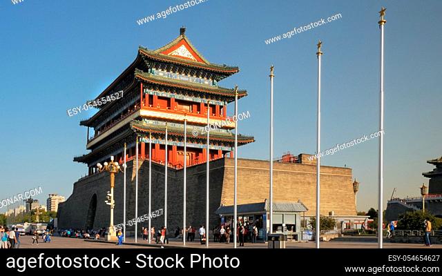 wide view of the qianmen gate in beijing, China