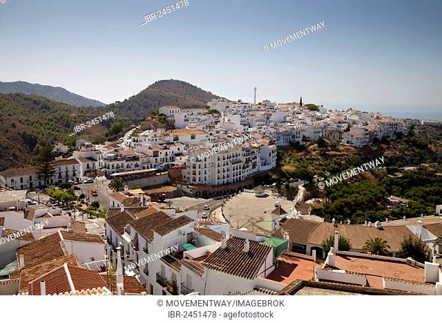 View over the village of Frigiliana, Nerja, Costa del Sol, Andalusia, Spain, Europe, PublicGround