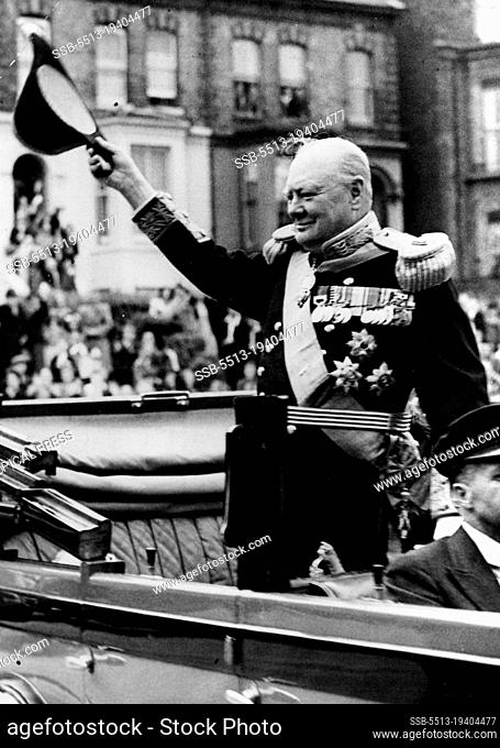 Winston Churchill Installed As Lord Warden Of The Cinque Ports: Winston Churchill waves to the people of Dover on arrival for the ceremony