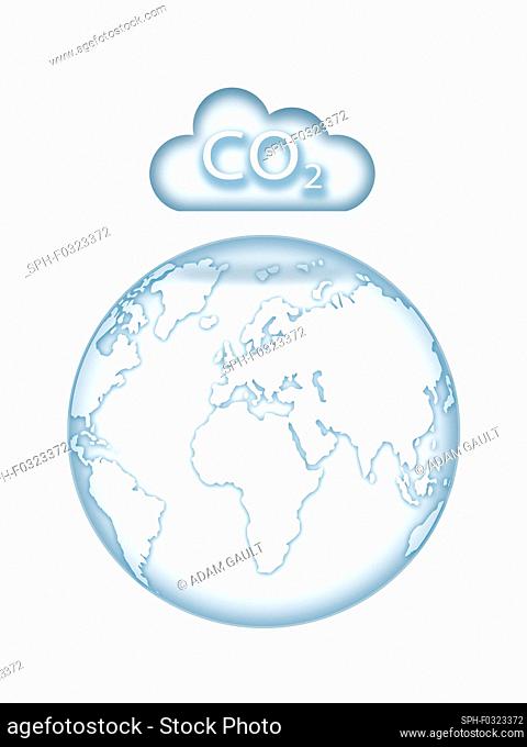 Earth in the shadow of a carbon cloud, illustration
