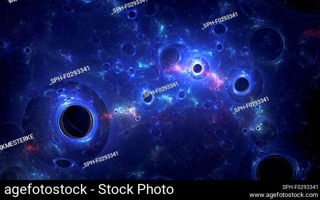 Black holes in nebula, abstract illustration