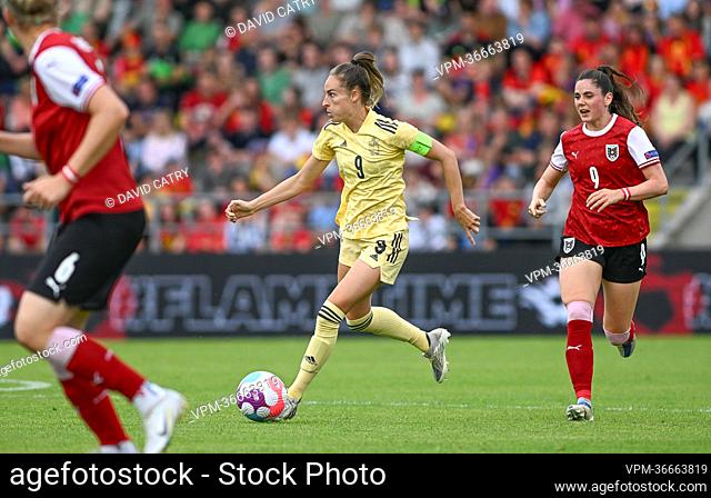 Belgium's Tessa Wullaert pictured in action during the friendly match between Belgium's national women's soccer team the Red Flames and the Women's national...