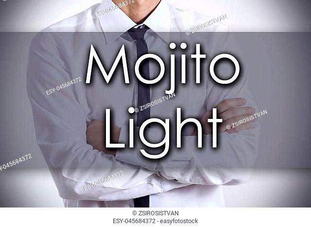 Mojito Light - Closeup of a young businessman with text - business concept - horizontal image