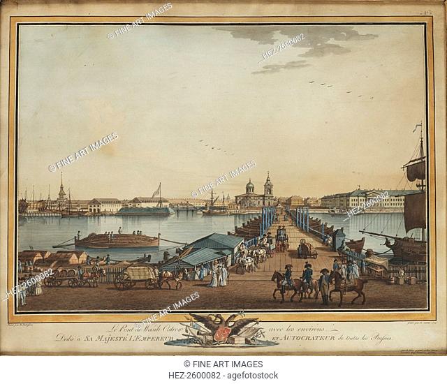 The Exchange Bridge at the Vasilievsky Island, 1799. From a private collection