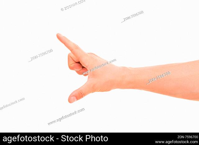 Man#39;s hand, you can easily add your text because of huge copy space. Caucasian man#39;s hand isolated on white background