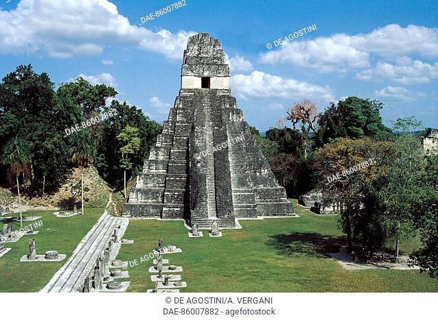 Temple I or Temple of the Great Jaguar, 732, Tikal archaeological site, Tikal National Park (UNESCO World Heritage List, 1979), El Peten, Guatemala