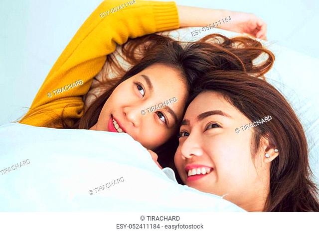 Lesbian Couple Asleep In Bed Stock Photos And Images Agefotostock