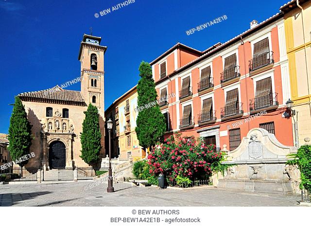 Church of Santa Ana in Plaza Nueva, Granada, Andalusia, Spain
