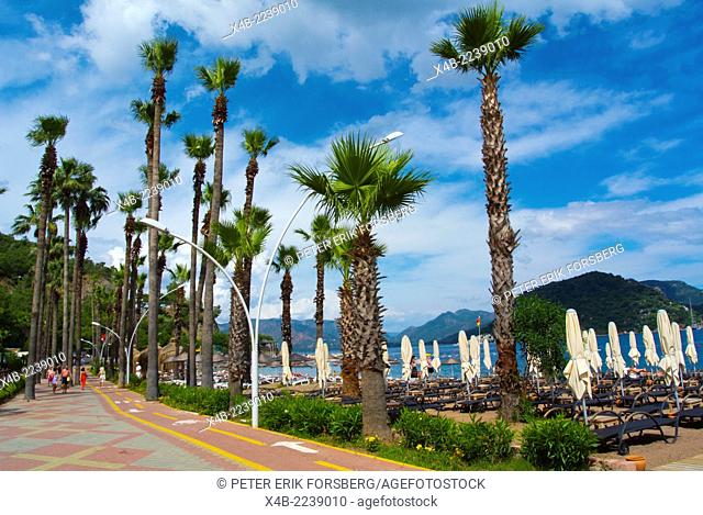 Beachside promenade, Icmeler resort, near Marmaris, Mugla province, Turkey, Asia Minor