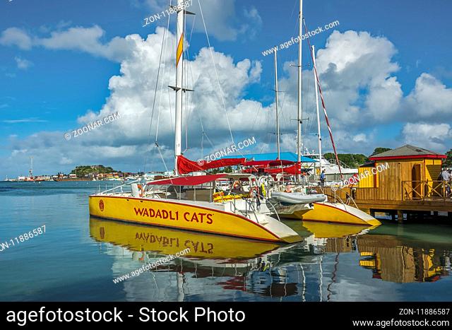 Catamarans Moored, Antigua, West Indies