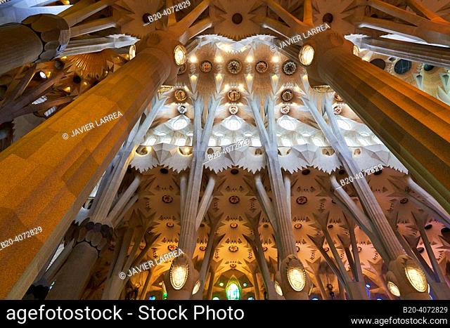 La Sagrada Familia Basilica. Barcelona. Spain.The Basilica and Expiatory Church of the Holy Family is a large Roman Catholic church in Barcelona