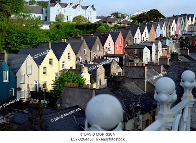 view of cobh town houses in county cork ireland from the catherdral