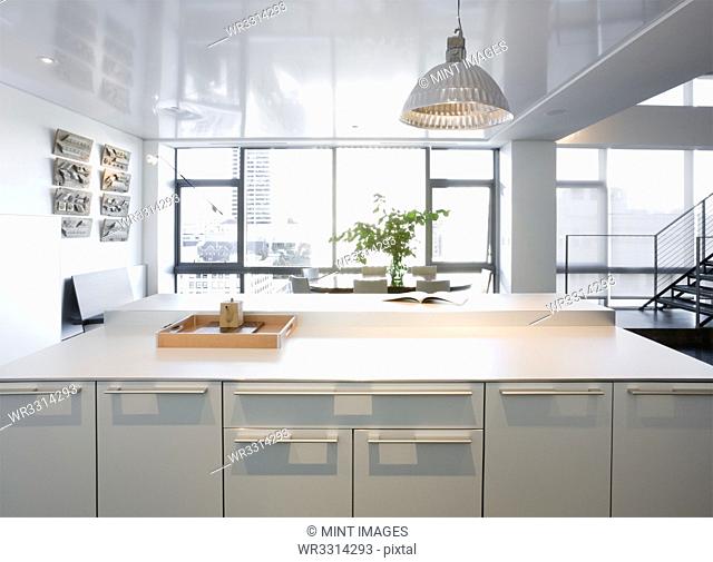 Modern kitchen in luxury highrise apartment
