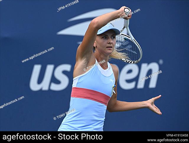 Belgian Maryna Zanevska pictured in action during the match against Russian Kudermetova, in the second round of the women's singles tournament