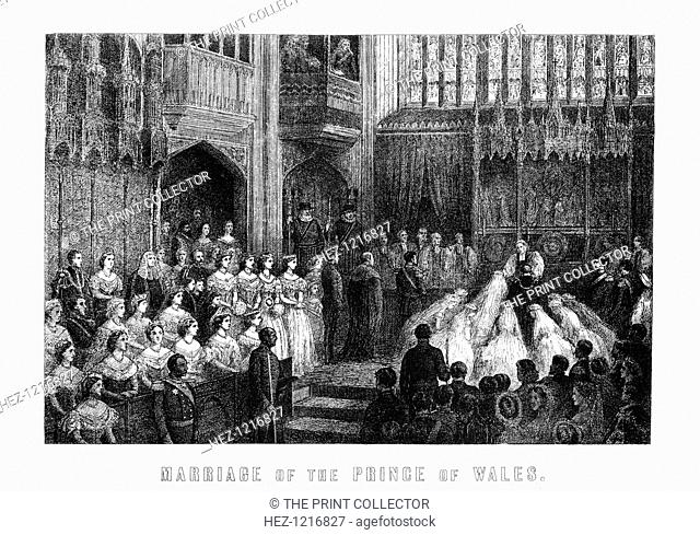 Marriage of the Prince of Wales, St George's Chapel, Windsor on 10 March 1863, (1899). The wedding of the future King Edward VII and Princess Alexandra of...