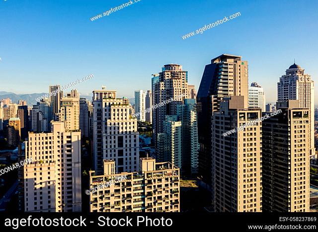 Taichung, Taiwan - November 28th, 2019: cityscape of Taichung city with skyscrapers and buildings at Taichung City, Taiwan, Asia