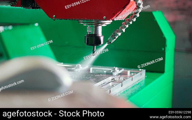 CNC milling or drilling machine, close up
