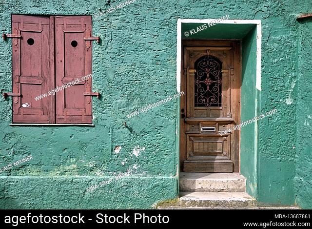 House facade, door, entrance, Amberg, Upper Palatinate, Bavaria, Germany, Europe