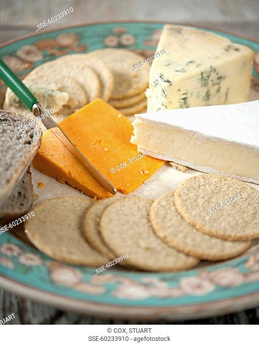 Plate of cheese and oatcakes