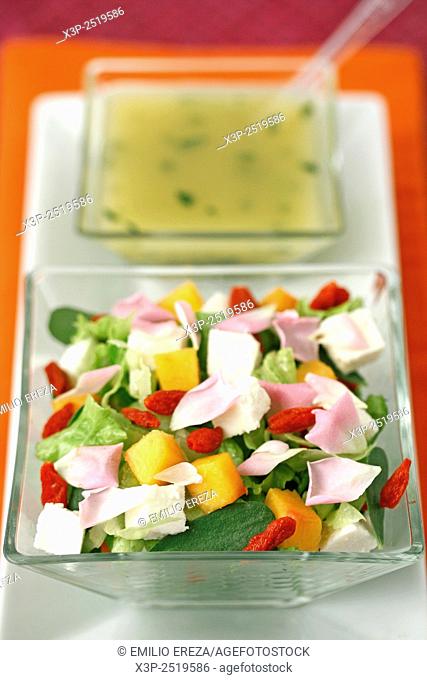 Aromatic salad with goji berries.