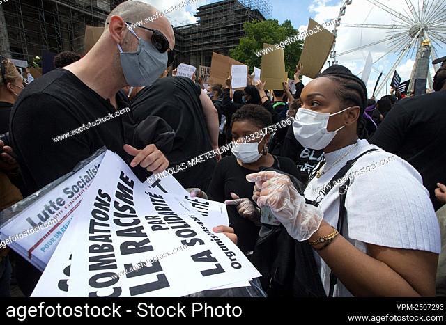 Illustration picture shows an anti-racism protest, part of the Black Lives Matter protests, in Brussels, Sunday 07 June 2020