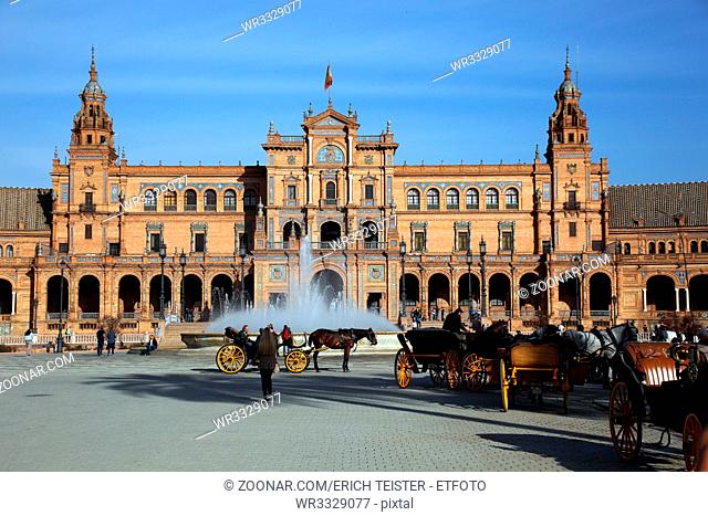 Plaza de Espana, Platz und Gebäudekomplex von der Weltausstellung 1929, Sevilla, Andalusien, Spanien