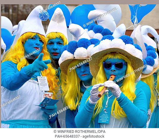 2, 149 smurfs gather to break the world record the world's largest smurf gathering in Waldshut-Tiengen,  Germany, 06 February 2016