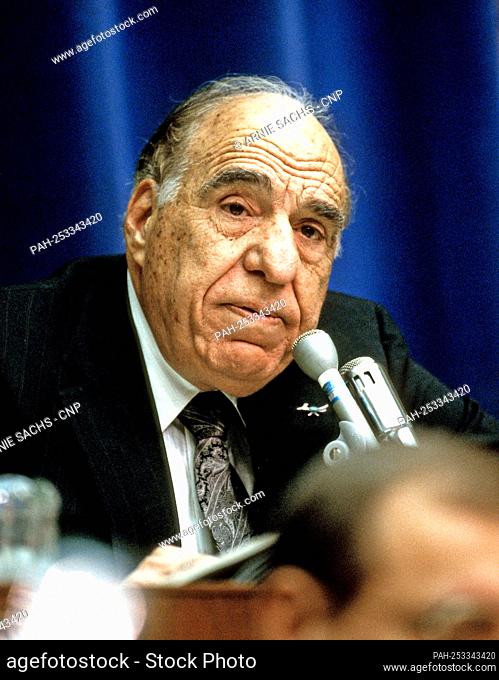United States Representative Henry B. Gonzalez (Democrat of Texas), Chairman, US House Banking, Finance, and Urban Affairs Committee presides during the hearing...