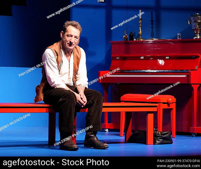 29 August 2023, Berlin: Actor Boris Aljinovic (Uncle Vanya) during rehearsals for the play ""Uncle Vanya"" at the Schlosspark Theater in Berlin-Steglitz