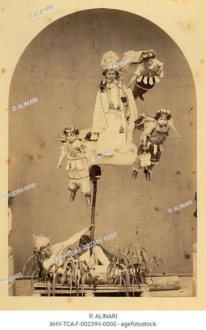 Tableau vivant.I Misteri: San Gennaro e il Seleto. Photograph showing a peculiar Molisian folk tradition on the occasion of the famous procession of the...