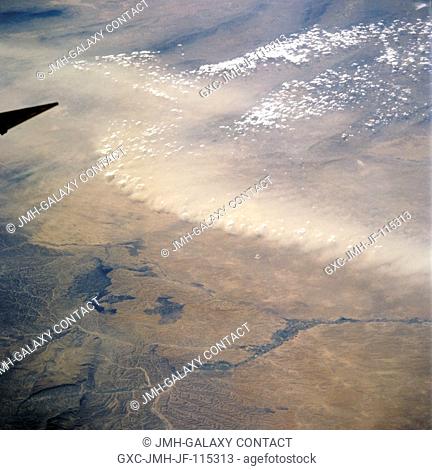 One of the STS-106 crew members on board the Space Shuttle Atlantis used a handheld 70mm camera to photograph this image of Afghanistan dustfront winds in the...