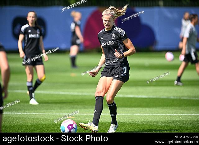Belgium's Justine Vanhaevermaet pictured in action during a training session of the Belgium's national women's soccer team the Red Flames