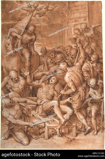 The Martyrdom of Saint Lawrence. Artist: Aurelio Luini (Italian, Luino or Milan ca. 1530-1593 Milan); Date: 1580s-early 1590s; Medium: Pen and brown ink