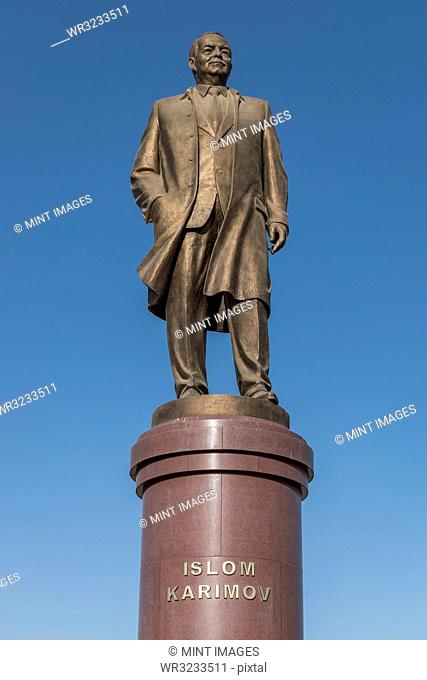Statue of Islom Karimov in Samarkand, 20th century president of Uzbekistan