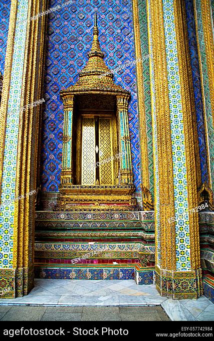 thailand asia  in bangkok rain temple abstract cross colors roof wat palaces   sky   and colors religion   mosaic