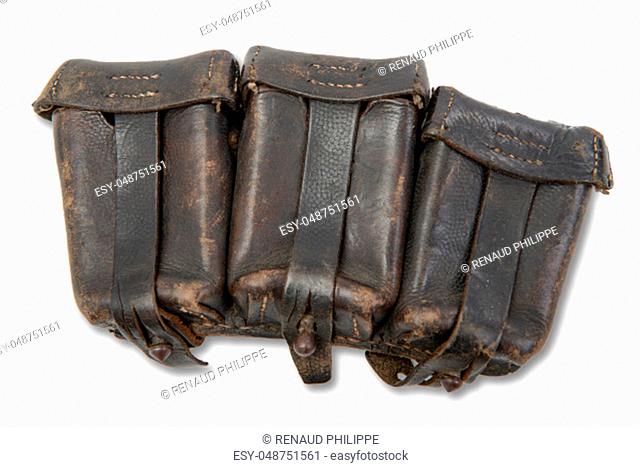 ww 2 german leather ammo pouch isolated on the white background