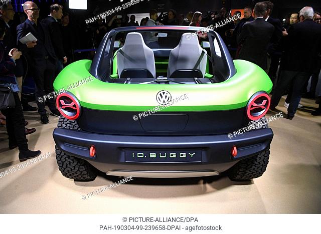 04 March 2019, Switzerland, Genf: In the run-up to the Geneva Motor Show, the Volkswagen (VW) corporate evening will feature the VW ID