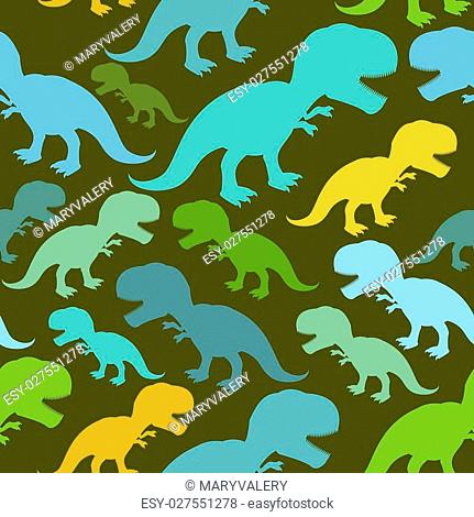 Dinosaur seamless pattern. Dino texture. Tyrannosaurus Rex Ornament. Prehistoric reptile pattern. Animal Jurassic with big teeth. Aggressive beast