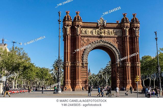 Europe, Spain, Barcelona, The Arc de Triomf is an arch in the manner of a memorial or triumphal arch in Barcelona Catalonia, Spain