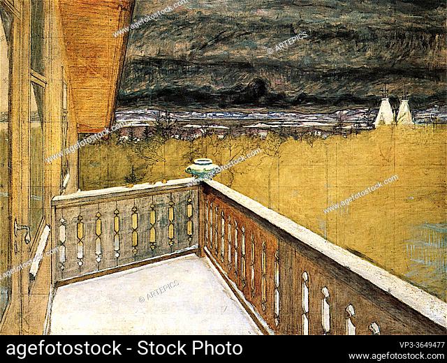 Sohlberg Harald - Winter on the Balcony - Norwegian School - 19th Century