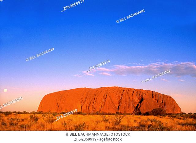 Red Glow of the Famous Ayers Rock in the Outback, Australia